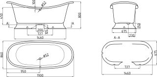 Ванна из искусственного камня AquaStone Лиона 190x86см белый